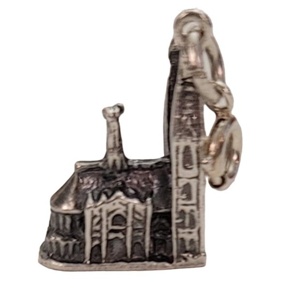 800 Silver Round Spring Clasp Koln Cologne Cathedral Germany Charm E329 - Picture 1 of 12
